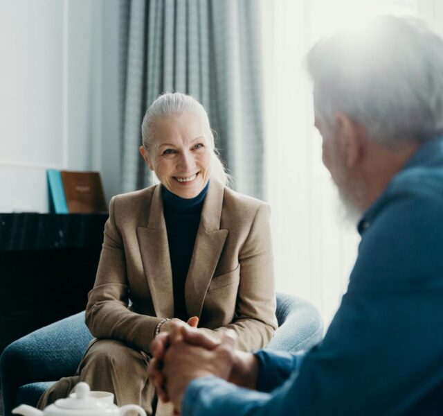 Older man and woman at a counseling session