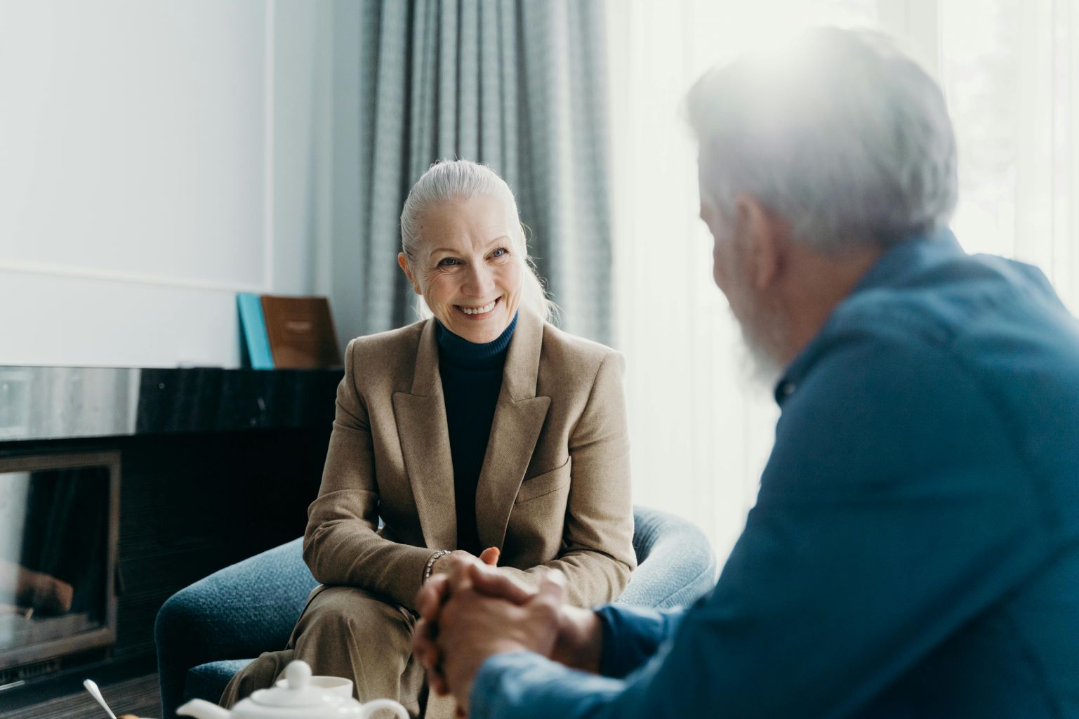 Older man and woman at a counseling session