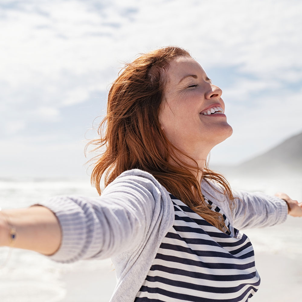 happy woman on beach